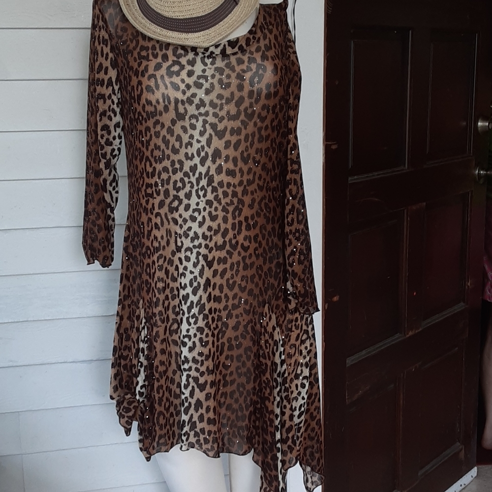 Glitter scope cheetah dress asymmetrical